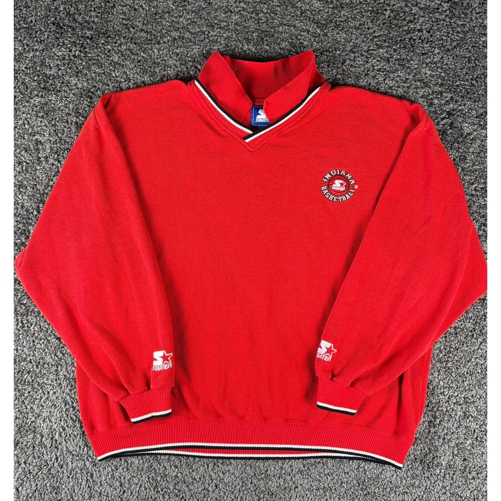 Vintage 80s Starter Indiana Basketball Sweatshirt Mens XXL Red Mock Neck